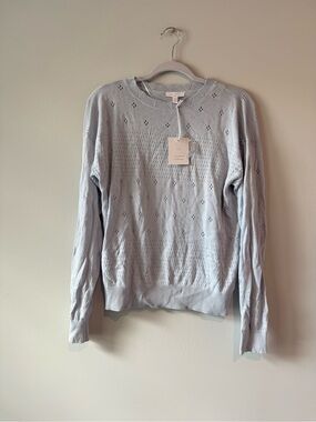 NWT - Lauren Conrad - Light Blue Women’s Floral Pointelle Pullover
